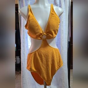#805 Yellow Cutout One-Piece Swimsuit